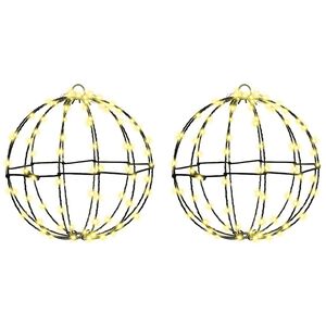 vidaXL Ball mit 192 LEDs 2 pcs Warmwei&szlig; 30 x 30 x 32 cm Metall
