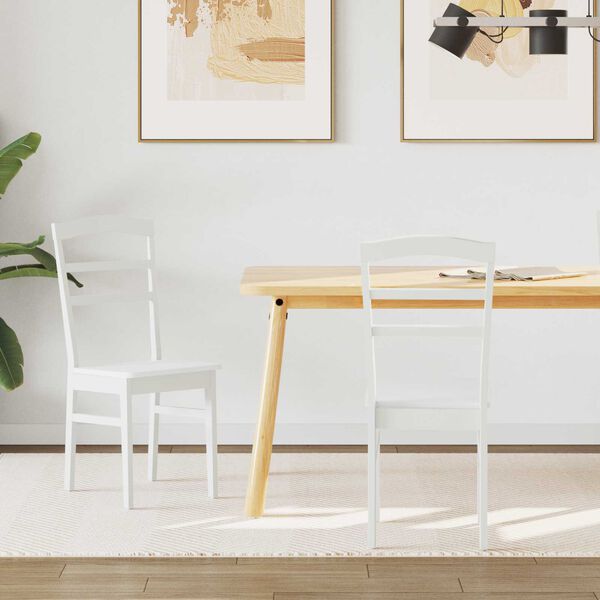 vidaXL Esszimmerstuhl 2 pcs Wei&szlig; Massives Gummiholz