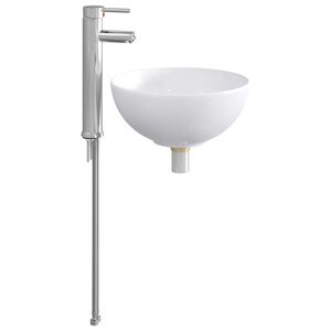 vidaXL Waschbecken mit Wasserhahn und Abfluss Chrom 32 x 32 x 13 cm