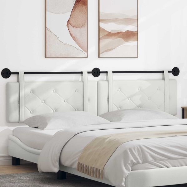 vidaXL H&auml;ngevorderseite Wandmontiert Wei&szlig; 210 x 55 x 5 cm Kunstleder