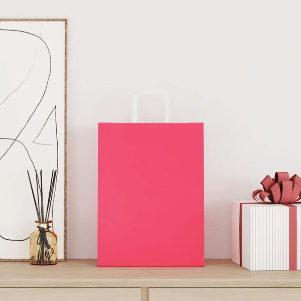 vidaXL Papiertragetaschen 250 Stk. mit Henkeln Rosa 26x12x35 cm