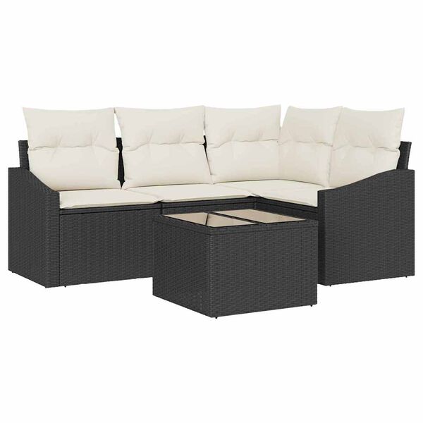vidaXL Gartensofa-set mit Kissen 5 pcs Braun und Creme Poly-Rattan