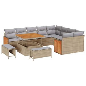 vidaXL Gartensofa-set 12 stk. 12-Sitzanzahl Beige und Hellgrau