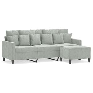 vidaXL 3-Sitzer-Sofa mit Hocker Braun 180 cm Samt