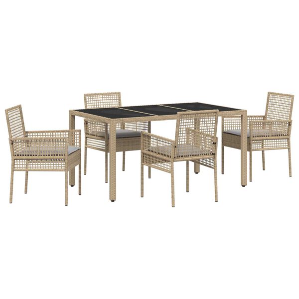 vidaXL Garten Essgruppe 5 pcs Beige Poly-Rattan