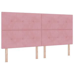 vidaXL LED Boxspringbett mit Matratze Rosa 200 x 200 cm Stoff