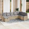 vidaXL Garten-Sofa-Set mit Kissen mit Speicher 8 pcs Beige Poly Rattan