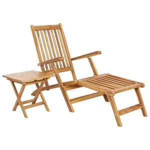 vidaXL Klappdeckstuhl mit Tisch Natur Massivholz Teak