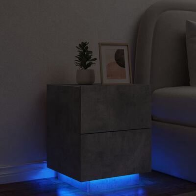 vidaXL Nachttisch mit LED-Leuchten Betongrau Holzwerkstoff