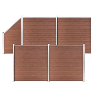 vidaXL WPC Zaun-Set 4 Quadrate + 1 Schr&auml;ge 792x186 cm Braun