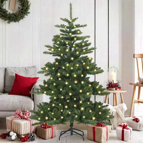 vidaXL K&uuml;nstlicher klappbarer Weihnachtsbaum Gr&uuml;n 150 cm PVC und Stahl