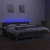 vidaXL Boxspringbett mit Matratze & LED Dunkelgrau 200x200 cm Stoff