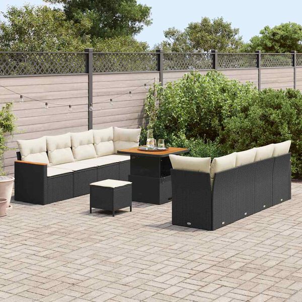 vidaXL Gartensofa-set 11 pcs Schwarz Poly-Rattan