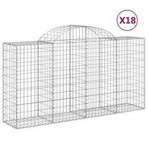 vidaXL Gabionen mit Hochbogen 18 Stk 200x50x100/120cm Verzinktes Eisen