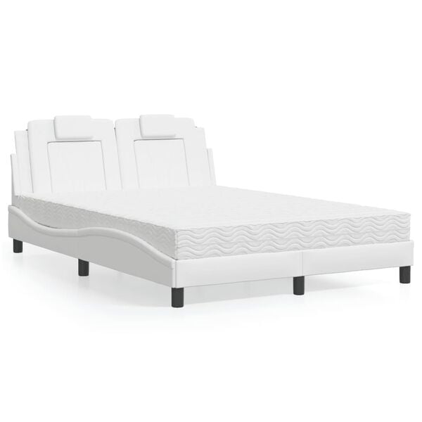 vidaXL Bett "Viana" mit Matratze Wei&szlig; 140x190 cm Kunstleder