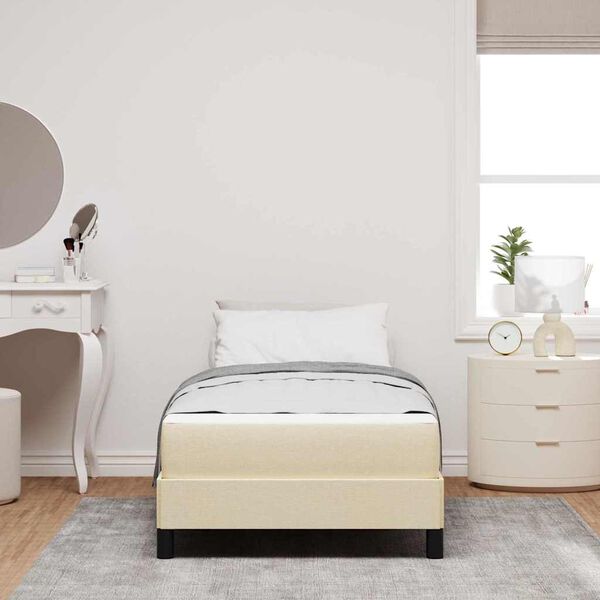 vidaXL Boxspringbett mit Matratze Creme 90 x 200 cm Stoff