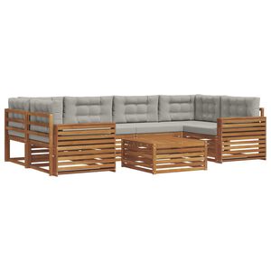 vidaXL Outdoor-Sofagarnitur mit Kissen 7 pcs Nat&uuml;rlich und Hellgrau