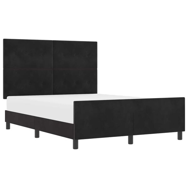 vidaXL Boxspringbett mit Kopfteil Schwarz 140 x 190 cm Samt