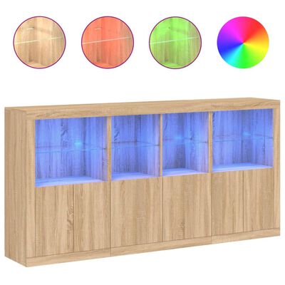 vidaXL Sideboard mit LED-Leuchten Sonoma-Eiche 202x37x100 cm