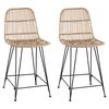 vidaXL Barhocker 2 stk. Natur 44 x 54 x 96 cm Rattan und Stahl