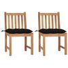 vidaXL Gartenst&uuml;hle 2 Stk. mit Kissen Massivholz Teak