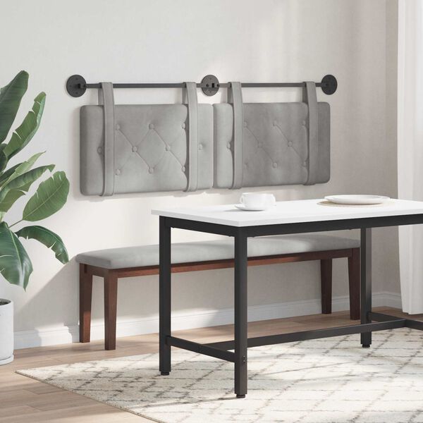 vidaXL H&auml;ngevorderseite Wandmontiert Hellgrau 130 x 55 x 5 cm Samt