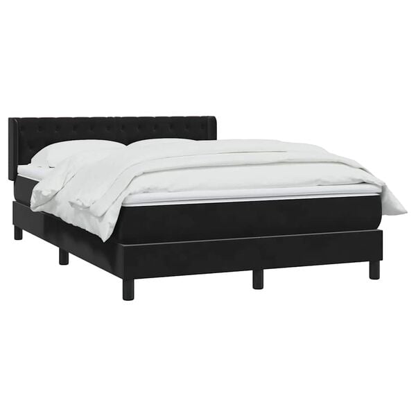 vidaXL Boxspringbett mit Matratze Schwarz 160x220 cm Samt