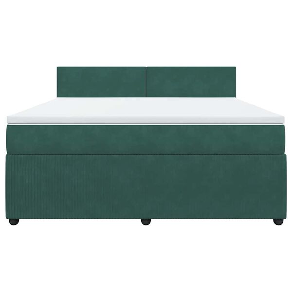 vidaXL Boxspringbett mit Matratze Dunkelgr&uuml;n 180x200 cm Samt