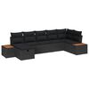 vidaXL Garten-Sofa-Set mit Kissen 7 pcs Schwarz Poly Rattan