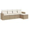 vidaXL 5-tlg. Garten-Sofagarnitur mit Kissen Beige Poly Rattan