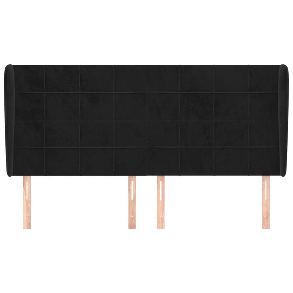 vidaXL Kopfteil mit Ohren Schwarz 203x23x118/128 cm Samt