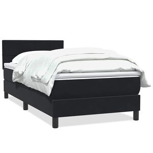 vidaXL Boxspringbett mit Matratze Schwarz 90x210 cm Samt