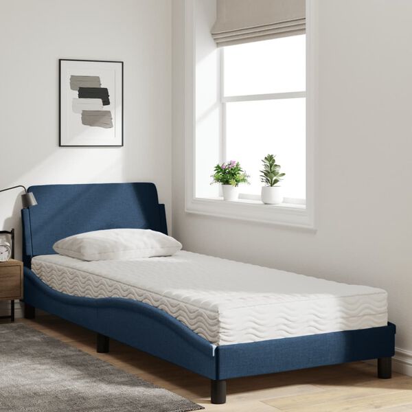 vidaXL Bett mit Matratze "Dover" Blau 90x200 cm Stoff