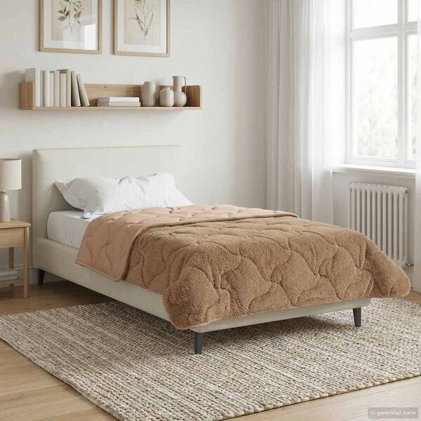 vidaXL Sommerdecke Taupe 155 x 200 cm Mikrofaser und Teddy-Fleece
