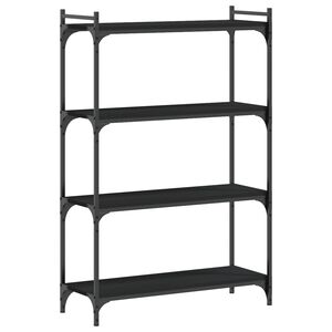 vidaXL B&uuml;cherregal 4 B&ouml;den Schwarz 80x30x120 cm Holzwerkstoff