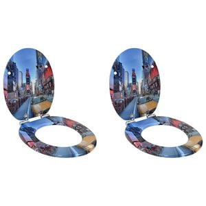 vidaXL Toilettensitze 2 Stk. mit Soft-Close-Deckel MDF New York-Design