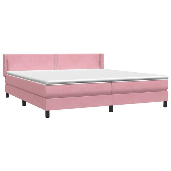vidaXL Boxspringbett mit Matratze Rosa 180x220 cm Samt