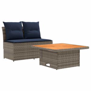 vidaXL 2 St&uuml;ck Garten Mittel Sofa Mit Hochklapptisch Poly-Rattan