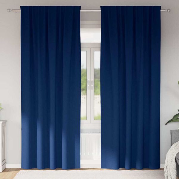 vidaXL Verdunkelungs-Vorh&auml;nge mit Ringen 2 pcs Dunkelblau 260 x 140 cm