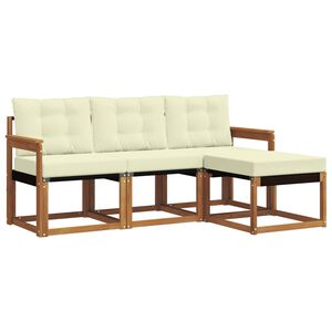 vidaXL Outdoor-Sofagarnitur mit Kissen 4 pcs Natur und Creme