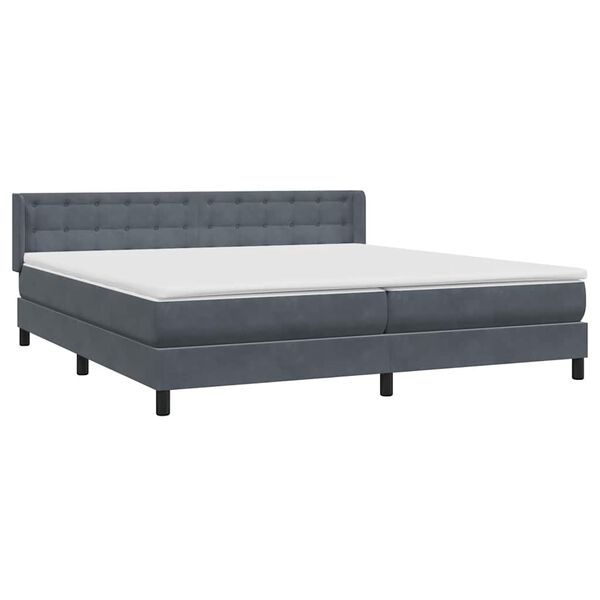 vidaXL Boxspringbett mit Matratze Dunkelgrau 180x210 cm Samt