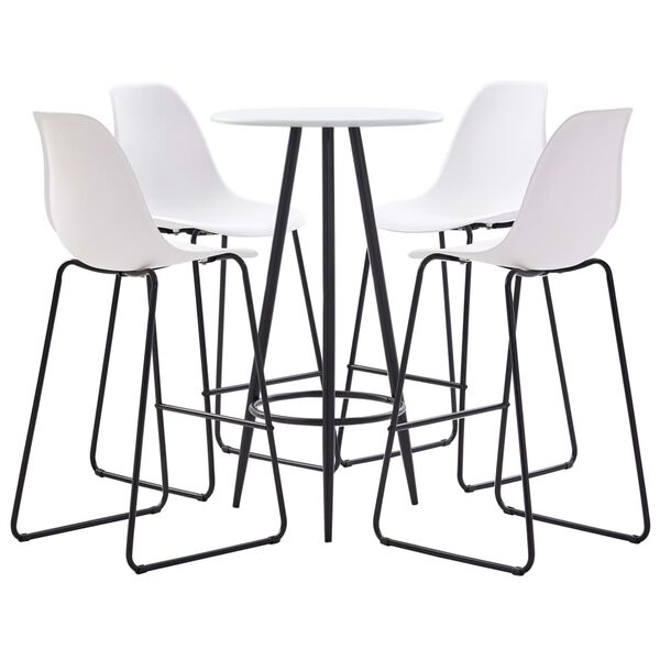 vidaXL 5-tlg. Bar-Set Kunststoff Wei&szlig;