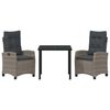 vidaXL Garten Essgruppe mit Kissen 3 pcs Grau Poly-Rattan