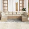 vidaXL Gartensofa-set mit Kissen 9 pcs Beige und Wei&szlig; Poly-Rattan