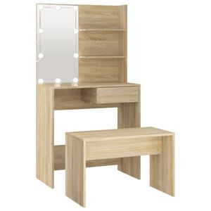 vidaXL Schminktisch-Set mit LED Sonoma-Eiche Holzwerkstoff