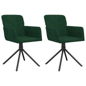 vidaXL Esszimmerst&uuml;hle 2 Stk. Drehbar Dunkelgr&uuml;n Samt