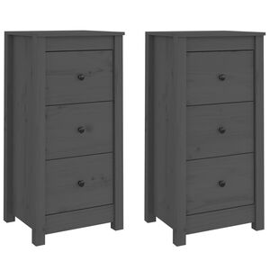 vidaXL Sideboards 2 Stk. Grau 40x35x80 cm Massivholz Kiefer
