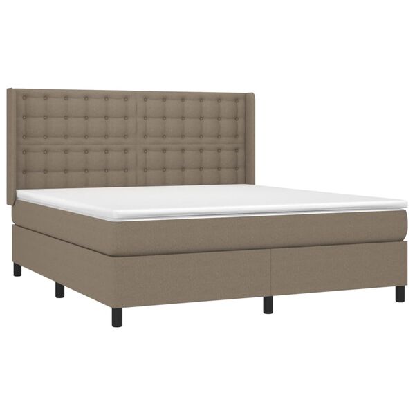 vidaXL Boxspringbett mit Matratze & LED Taupe 180x200 cm Stoff