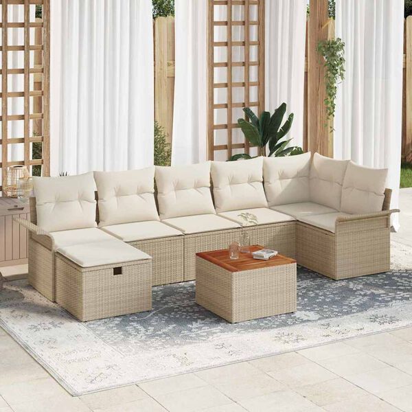 vidaXL Garten-Sofa-Set 8 pcs Beige Poly-Rattan