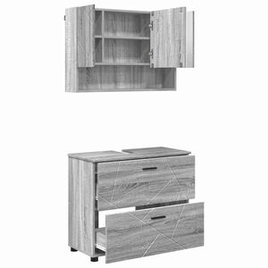 vidaXL Badezimmerm&ouml;bel-Set 2 stk. Graues Sonoma 76,5 x 35 x 64 cm